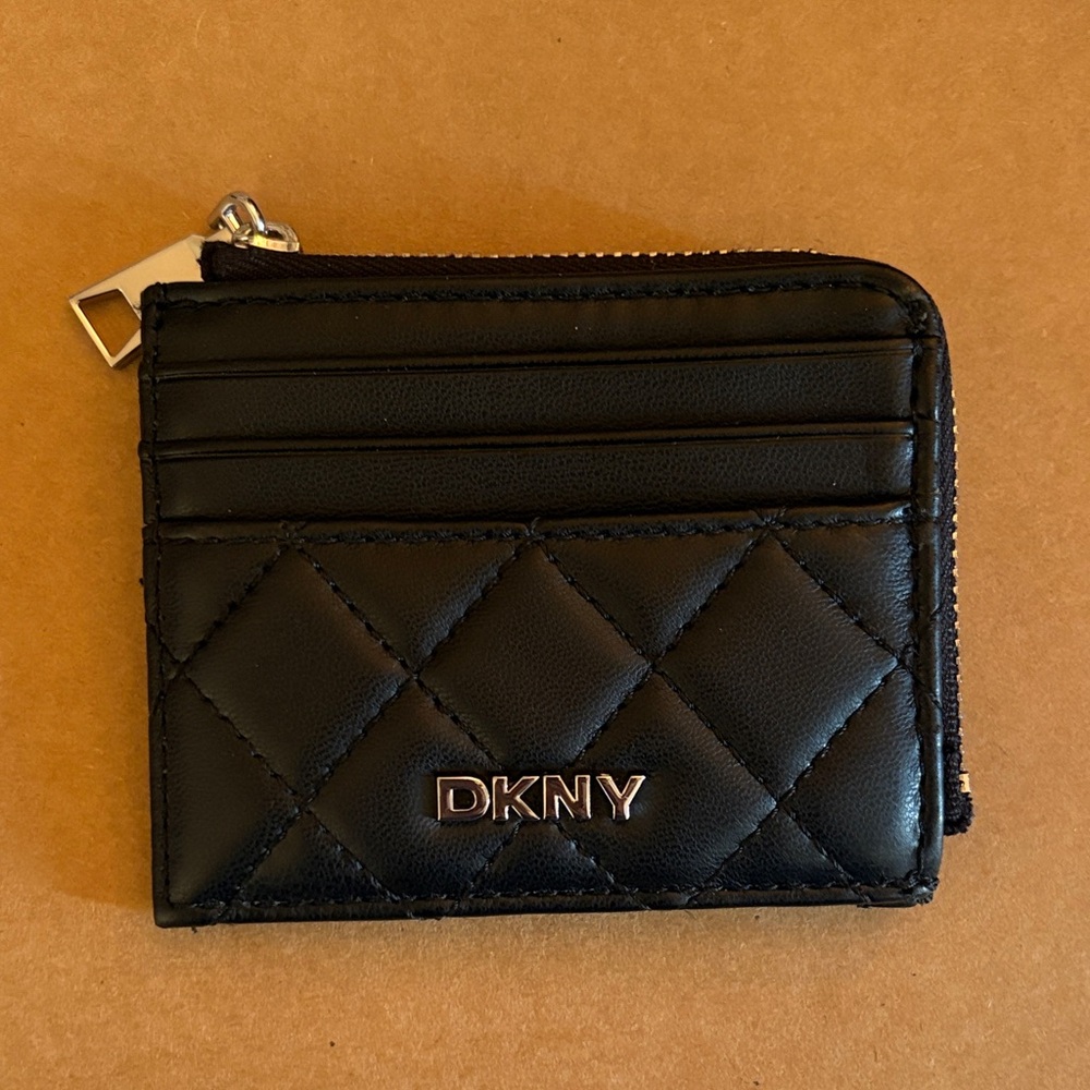 DKNY Black Quilted Leather Card Wallet